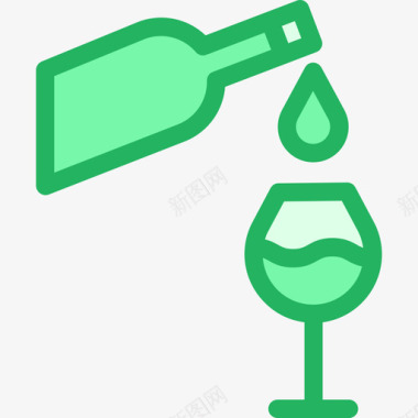 葡萄酒24号酒吧线形绿色图标图标