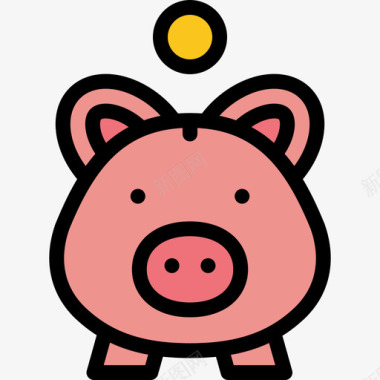 小猪银行金融50线颜色图标图标