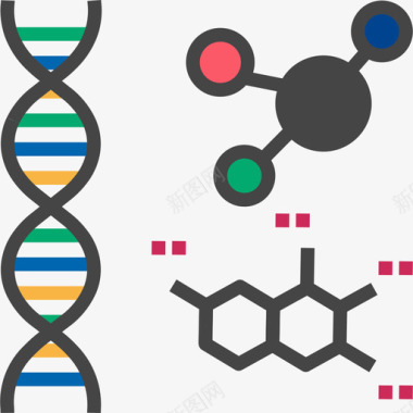Dna医疗保健3扁平图标图标