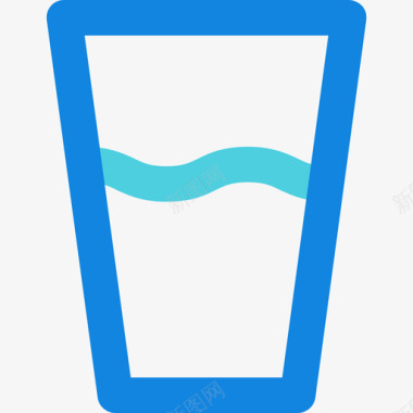 一杯水家居元素4蓝色线条图标图标