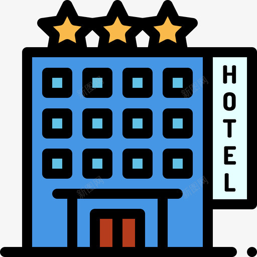 酒店城市建筑2线性颜色图标svg_新图网 https://ixintu.com 城市建筑2 线性颜色 酒店