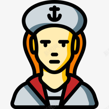 水手职业6线性颜色图标图标