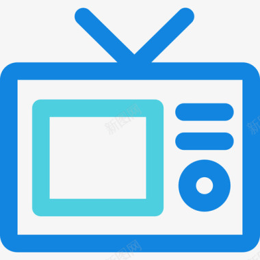 电视家庭元素4线性蓝色图标图标