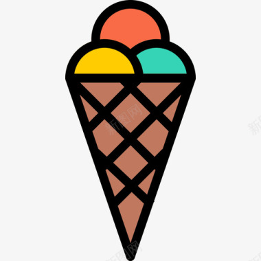 冰淇淋生日派对正色图标图标