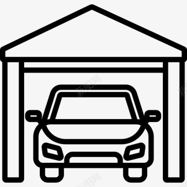 车库家庭自动化7线性图标图标