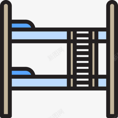 床铺家具和家居9线性颜色图标图标