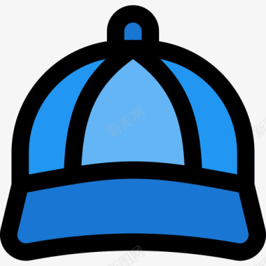 棒球帽衣服和附件线颜色图标图标