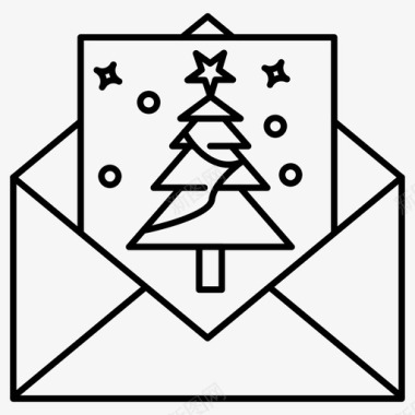 圣诞邮件贺卡信封图标图标