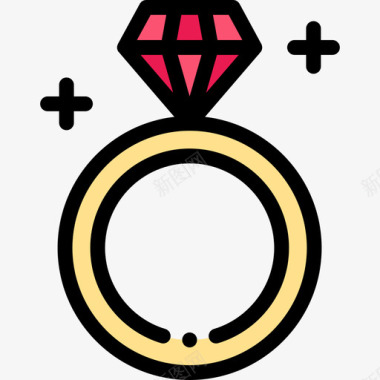 订婚戒指约会应用程序9线性颜色图标图标