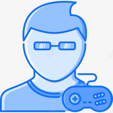 游戏玩家游戏5蓝色图标图标