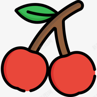 樱桃水果蔬菜7线形颜色图标图标