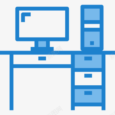 办公桌商务209蓝色图标图标