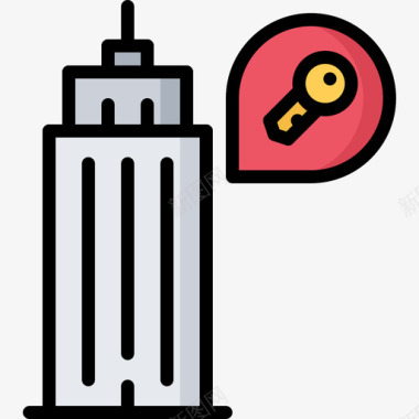 摩天大楼实景8彩色图标图标