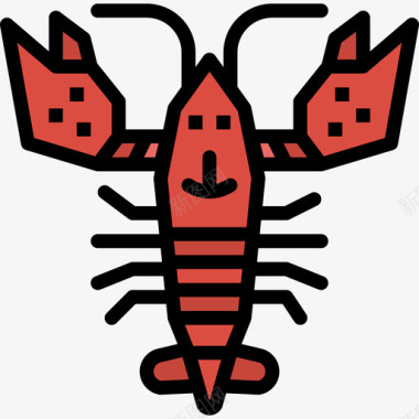 龙虾95号食品线形颜色图标图标