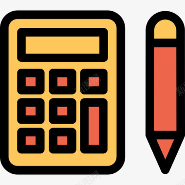 计算器银行和金融22线性颜色橙色图标图标