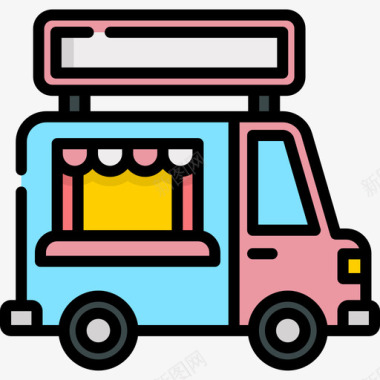 食品车快餐24线性颜色图标图标