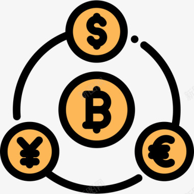 交换比特币10线性颜色图标图标