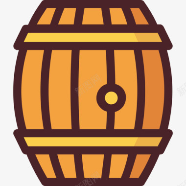 桶装啤酒线性颜色图标图标