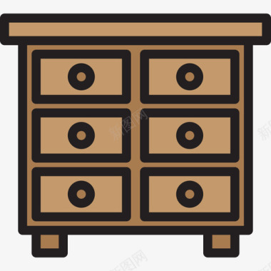 橱柜家具和家居9线性颜色图标图标