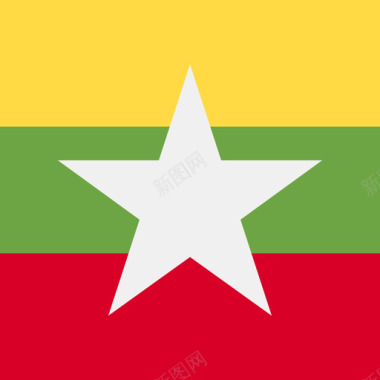 缅甸方形国家简单旗帜图标图标