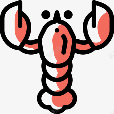 龙虾海洋生物24颜色省略图标图标