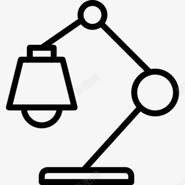 台灯文具和办公室4线性图标图标