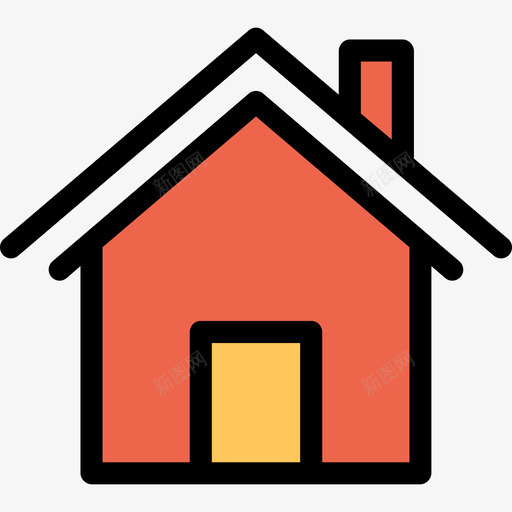 房屋建筑和工具6线颜色橙色图标svg_新图网 https://ixintu.com 建筑和工具6 房屋 线颜色橙色