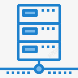 服务器网络服务器网络和数据库17蓝色图标高清图片