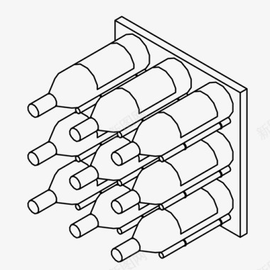 葡萄酒储藏瓶子陈列图标图标