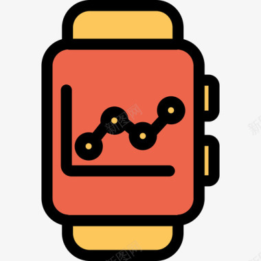 智能手表分析和图表线性橙色图标图标