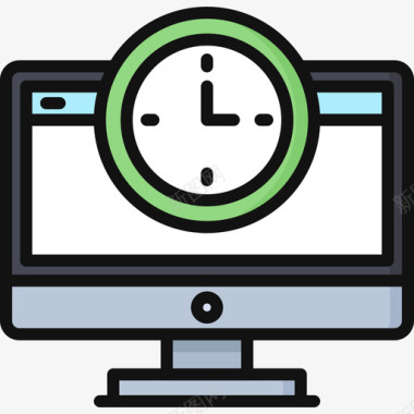 时钟计算机功能3线颜色图标图标