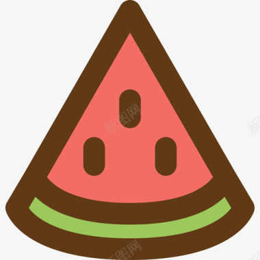 西瓜水果蔬菜2线颜色图标图标