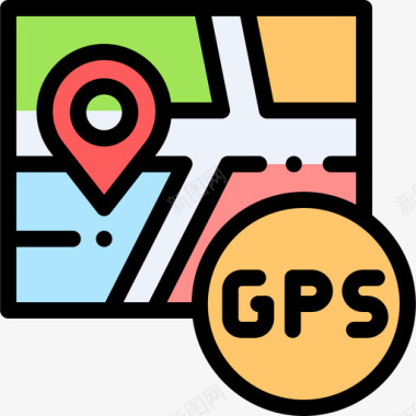 Gps导航和地图7线性颜色图标图标