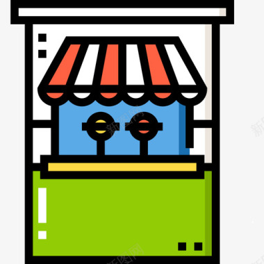 糖果店食品车2线性颜色图标图标
