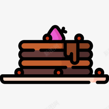煎饼食物75线性颜色图标图标