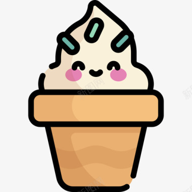 冰淇淋夏季派对24线性颜色图标图标