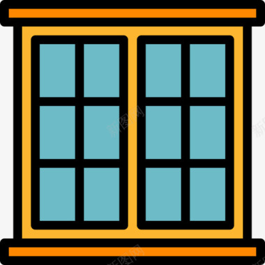 窗户结构68线性颜色图标图标
