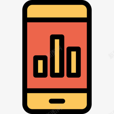 智能手机广告17线性橙色图标图标