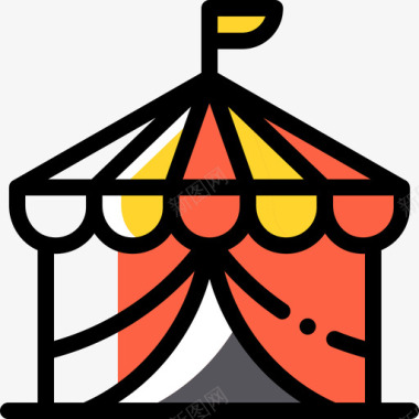 马戏团帐篷城市元素33色彩省略图标图标