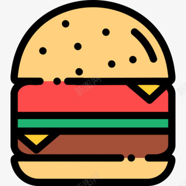 汉堡BBQ4线性颜色图标图标