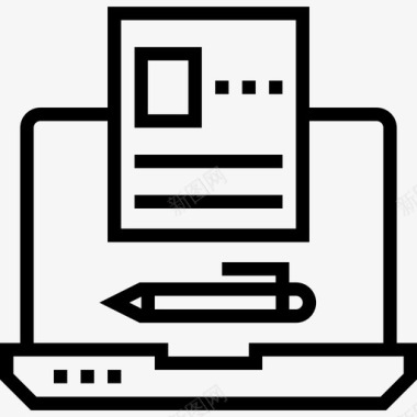 笔记本电脑启动和开发线性图标图标