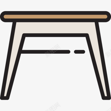 桌子家具和家居14线性颜色图标图标