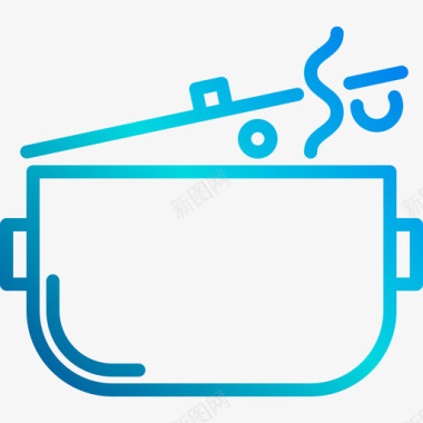 锅烹饪和食物线性梯度图标图标