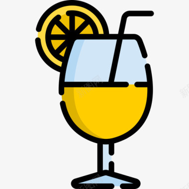 鸡尾酒食物和饮料10线性颜色图标图标