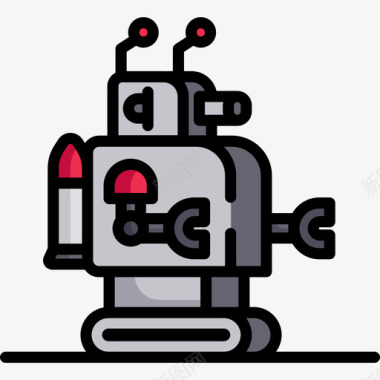 机器人未来技术9线颜色图标图标
