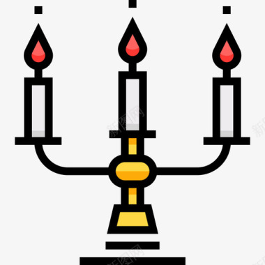 烛台复古装饰6线性颜色图标图标