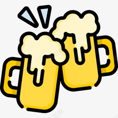 啤酒食品和饮料10线性颜色图标图标