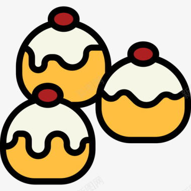面包甜点和甜点2线性颜色图标图标