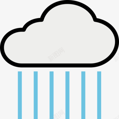 倾盆大雨135号天气线性颜色图标图标