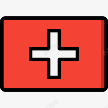 瑞士国旗10线颜色图标图标